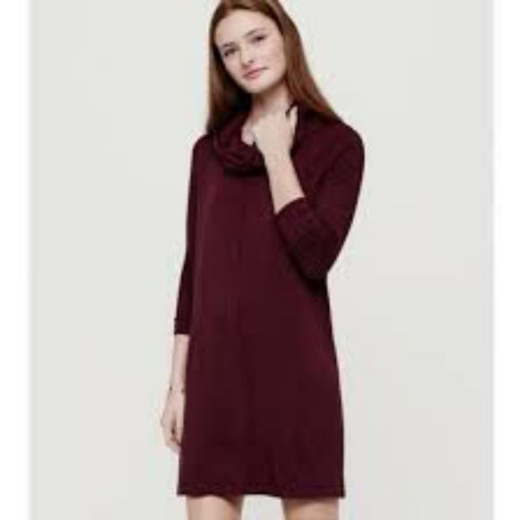 Lou & Grey Dresses & Skirts - Lou & Grey Cowl Neck Sweater‎ Mini Dress Maroon Burgundy Size Extra Small
